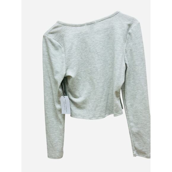 Better Together Waffle Knit Button Crop Top Size Large NWT Long Sleeve - Picture 7 of 8